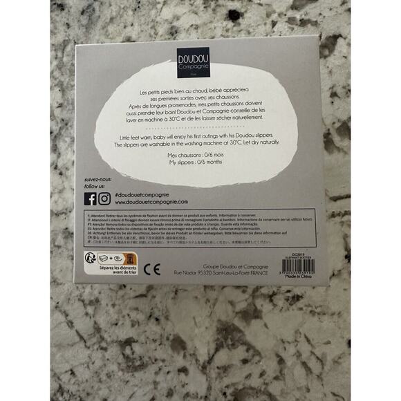 DOUDOU Et Compagnie Paris Elephant Baby Plush Bootie 1st Slippers 0-6 Months - Picture 3 of 9